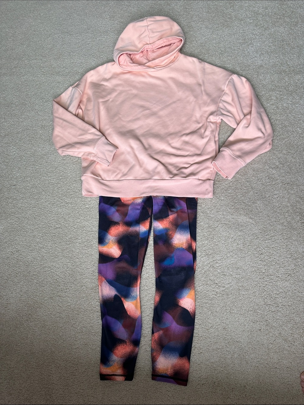 Fabletics - Peach hoodie in small with matching PowerHold leggings in small